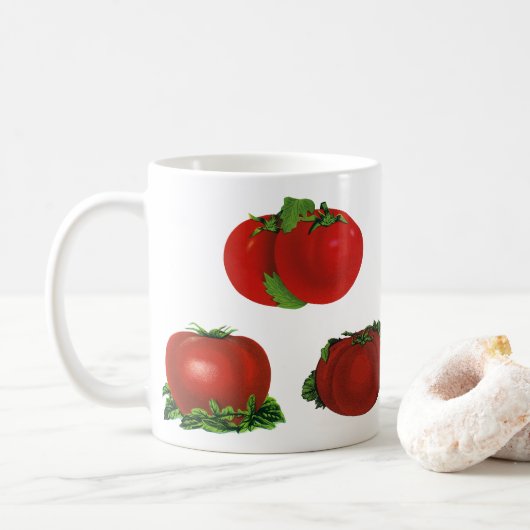 Mug Tomates rouges mûres vintage Nourriture, Fruits, L (Avec donut)