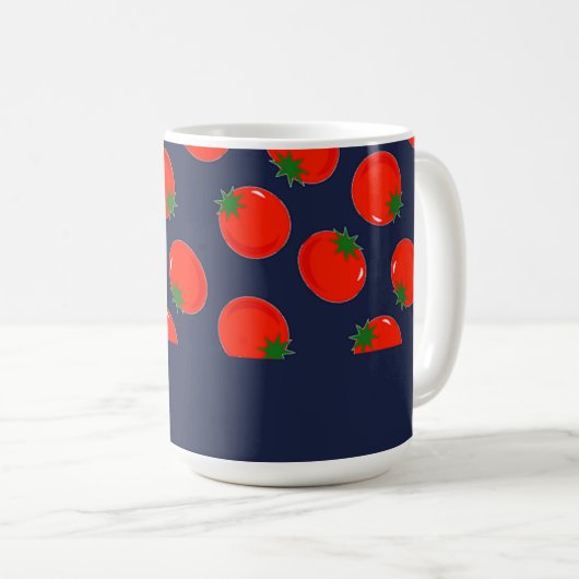 Mug tomates rouges sur le bleu (Devant droit)