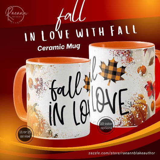 Mug Tomber amoureux des Citrouilles et Feuilles d'auto