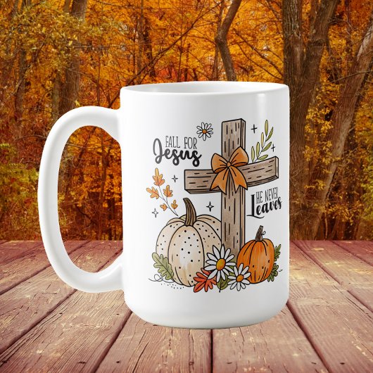 Mug Tombez amoureux de Jésus, croix chrétienne d'autom