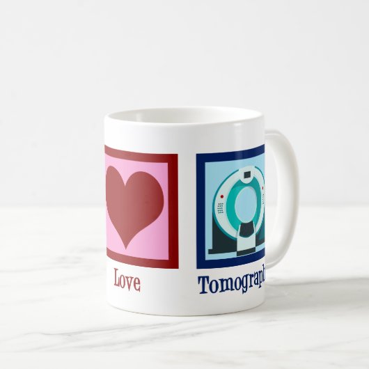 Mug Tomographe Peace Love Tomographie (Devant droit)