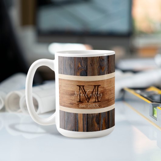 Mug Tonage en bois rustique Brown