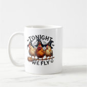 Mug Tonight We Fly - Chicken Witches Hat And Broom  (Gauche)