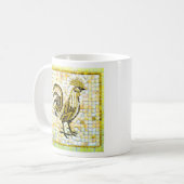 Mug Tons beige et noir Mosaïque poulet Art (Devant gauche)