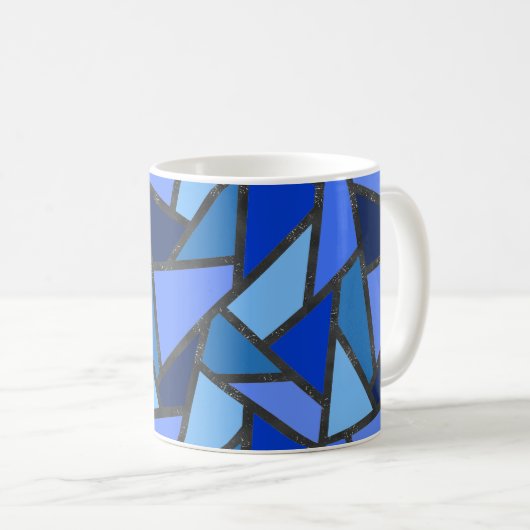 Mug Tons de motif en vitrail bleu (Devant droit)