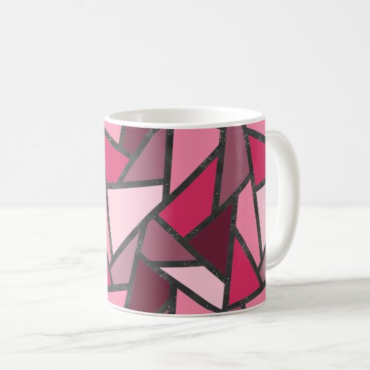 Mug Tons de motif en vitrail rose (Devant droit)