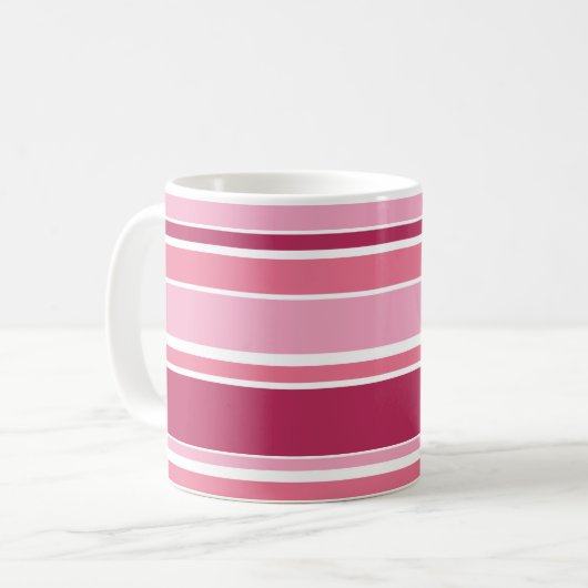 Mug Tons de rayures roses (Devant gauche)
