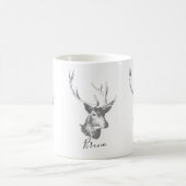 Mug Tons gris Tête de cerf Illustration Vintage (Centre)