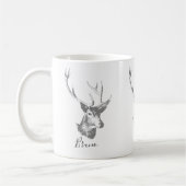 Mug Tons gris Tête de cerf Illustration Vintage (Gauche)