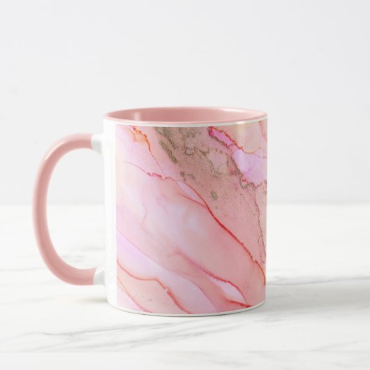 Mug Tons roses dans les nuages d'encre avec or (Gauche)