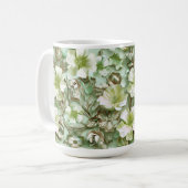 Mug Tons verts, motifs floraux (Devant gauche)