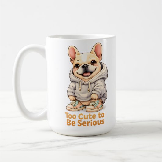 Mug Too Cute to Be Serious – Funny French Bulldog (Gauche)