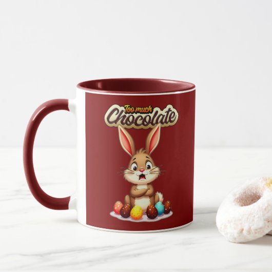 Mug Too Much Chocolate – Funny Easter Bunny - caneca (Avec donut)