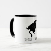 Mug Too Tired to Think - Funny Exhausted Black Cat (Devant gauche)