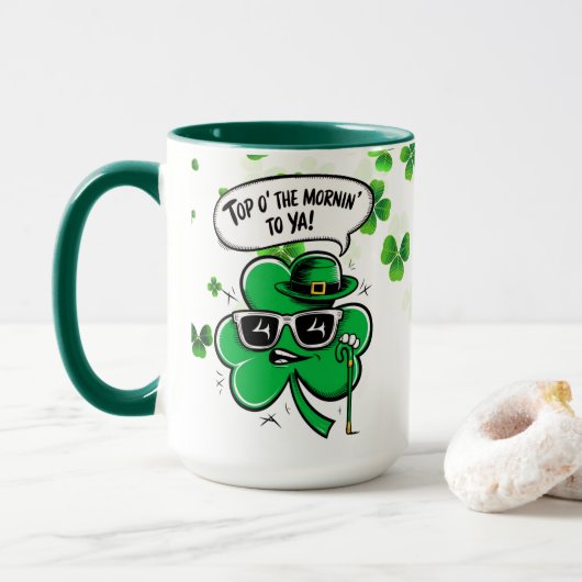 Mug Top O' Le Shamrock du Mornin' (Avec donut)