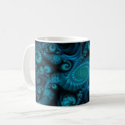 Mug torquoise fractale (Devant gauche)