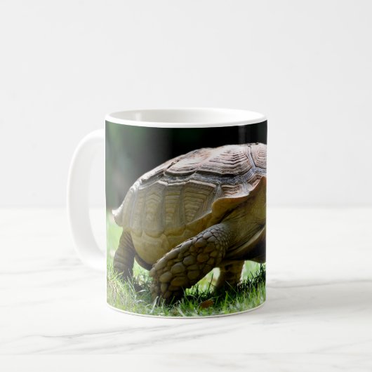 Mug Tortue africaine poussée marchant sur une carte po (Devant gauche)