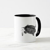 Mug Tortue aquatique noire et blanche (Devant droit)