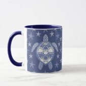 Mug Tortue bleue et Motif d'étoiles de mer (Gauche)
