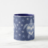 Mug Tortue bleue et Motif d'étoiles de mer (Centre)