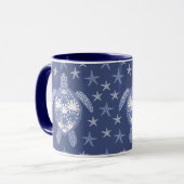 Mug Tortue bleue et Motif d'étoiles de mer (Devant gauche)