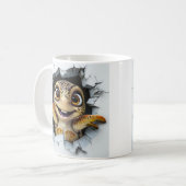 Mug Tortue de dessin animé joueur émergeant (Devant gauche)