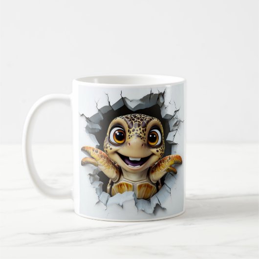 Mug Tortue de dessin animé joueur émergeant (Gauche)