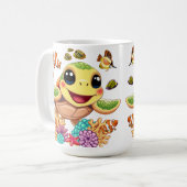 Mug Tortue de mer Bébé heureux et mignonne personnage (Devant gauche)