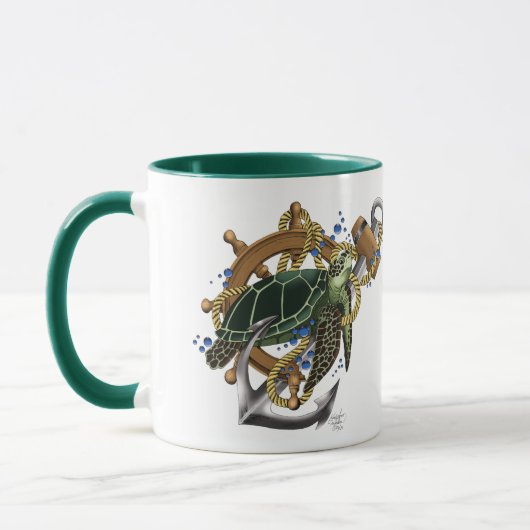 Mug Tortue de mer bleu vert (Gauche)
