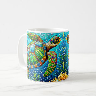 Mug Tortue de mer en verre coloré