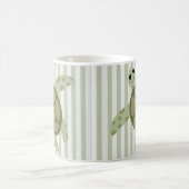 Mug Tortue de mer mignonne sur la rayure verte (Centre)