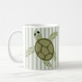 Mug Tortue de mer mignonne sur la rayure verte (Gauche)