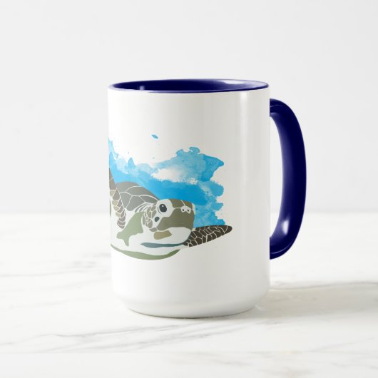 Mug Tortue de mer nageant (Devant droit)