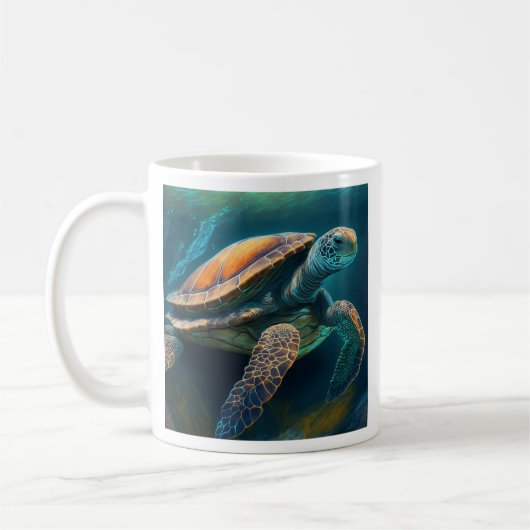 Mug Tortue de mer nageant dans l'océan (Gauche)