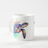 Mug Tortue de mer Peinture d'aquarelle de natation (Devant gauche)