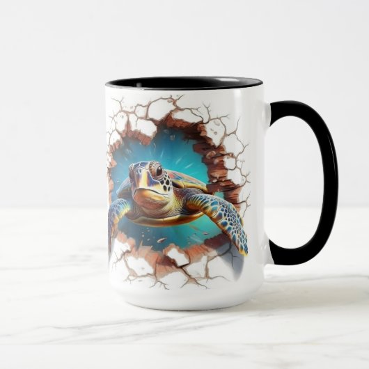Mug Tortue de mer sortant d'un mur (Droite)