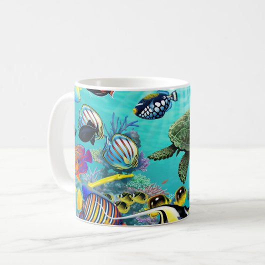 Mug Tortue de mer tropicale hawaïenne de poissons de (Devant gauche)