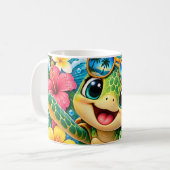 Mug Tortue de mer tropicale heureuse (Devant gauche)