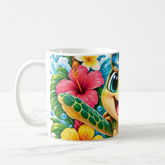 Mug Tortue de mer tropicale heureuse (Gauche)