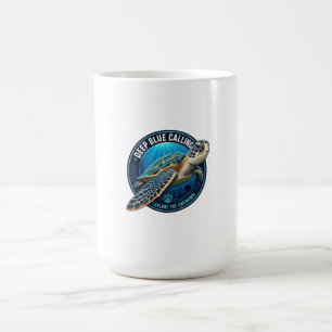 Mug Tortue de mer verte à l'intérieur d'un emblème d'o