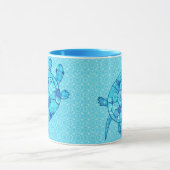 Mug Tortue de remous de fractale - bleu de cobalt et (Centre)