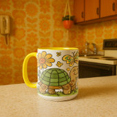 Mug Tortue et champignons psychédélique rétro