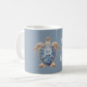 Mug Tortue marine bleue marron (Devant gauche)