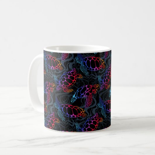 Mug Tortue marine dans des couleurs psychédéliques mul (Devant gauche)