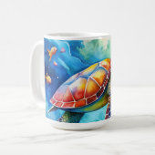 Mug Tortue marine peinte (Devant gauche)