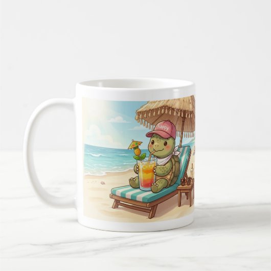 Mug Tortue mignonne à la plage (Gauche)