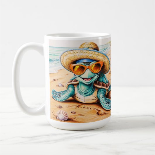 Mug Tortue Personnalisable Sur La Plage (Gauche)