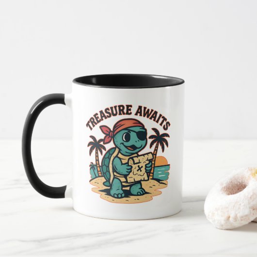 Mug Tortue pirate avec carte au trésor (Avec donut)