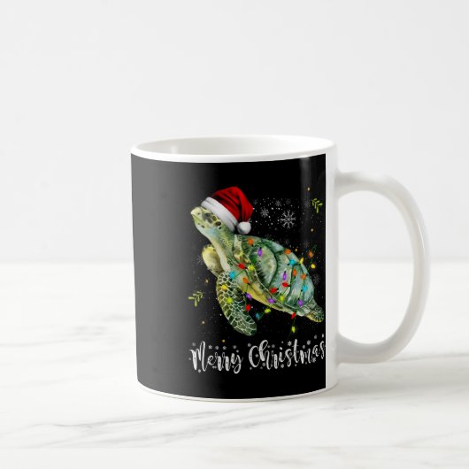 Mug Tortue Santa Hat Joyeux Noël Lumières Noël Fêtes (Droite)