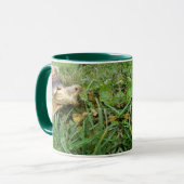 Mug Tortue Sulcata, bouche ouverte, pâturage en herbe (Devant gauche)